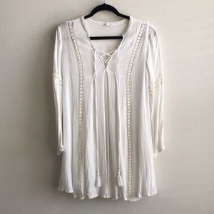 En Creme Anthropology White Boho Prairie Tunic S